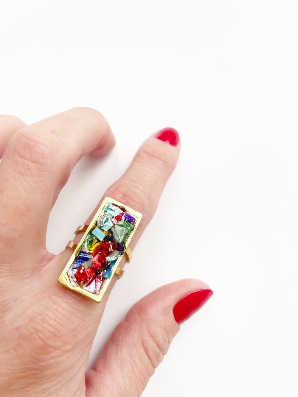 Anillo Rectangular Mezcla Glastic