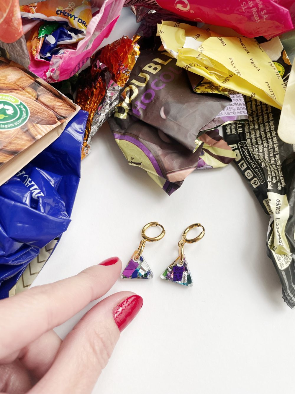 Pendientes Mínimos Triángulos Mezcla Glastic